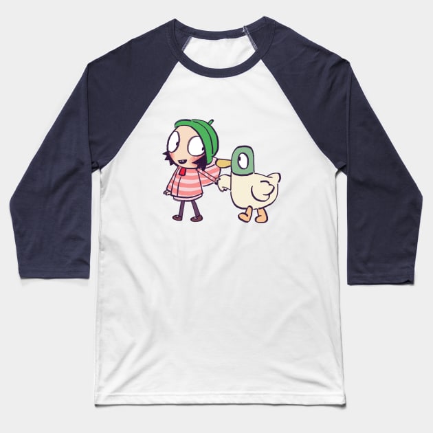 sarah and duck holding hands / children cartoon Baseball T-Shirt by mudwizard